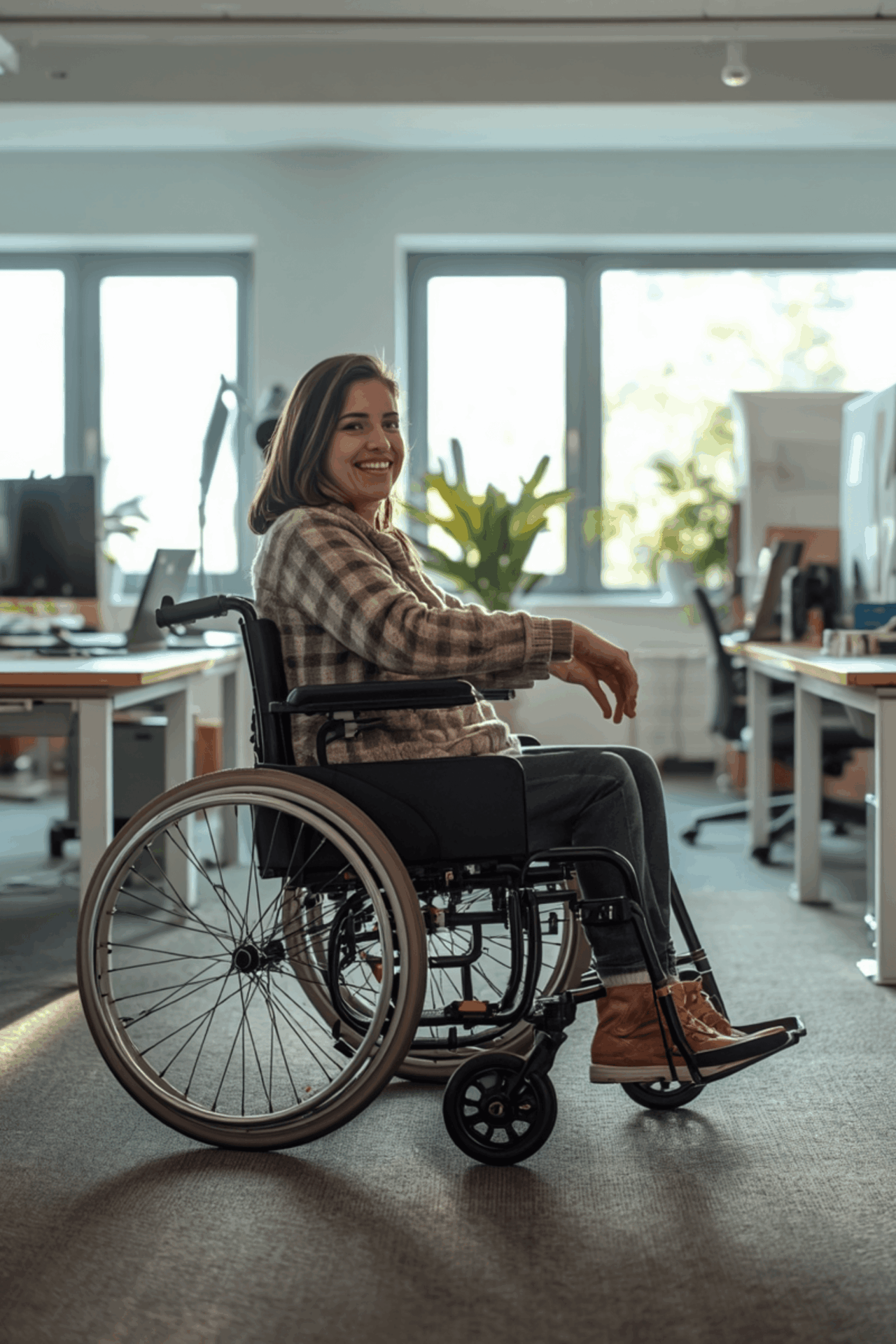 Femme en fauteuil roulant illustrant l’accessibilité des formations aux personnes en situation de handicap